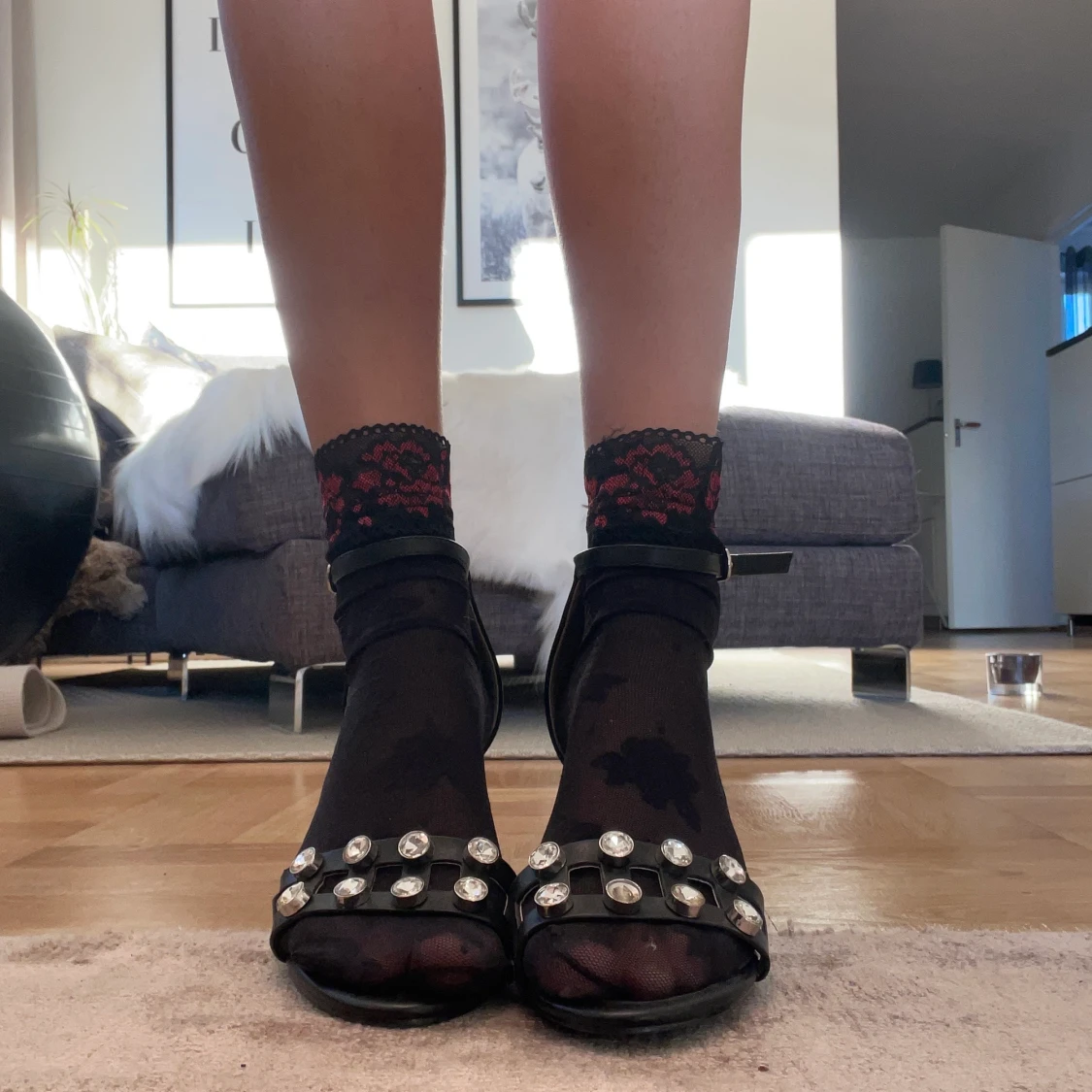 Black block heels with Diamonds