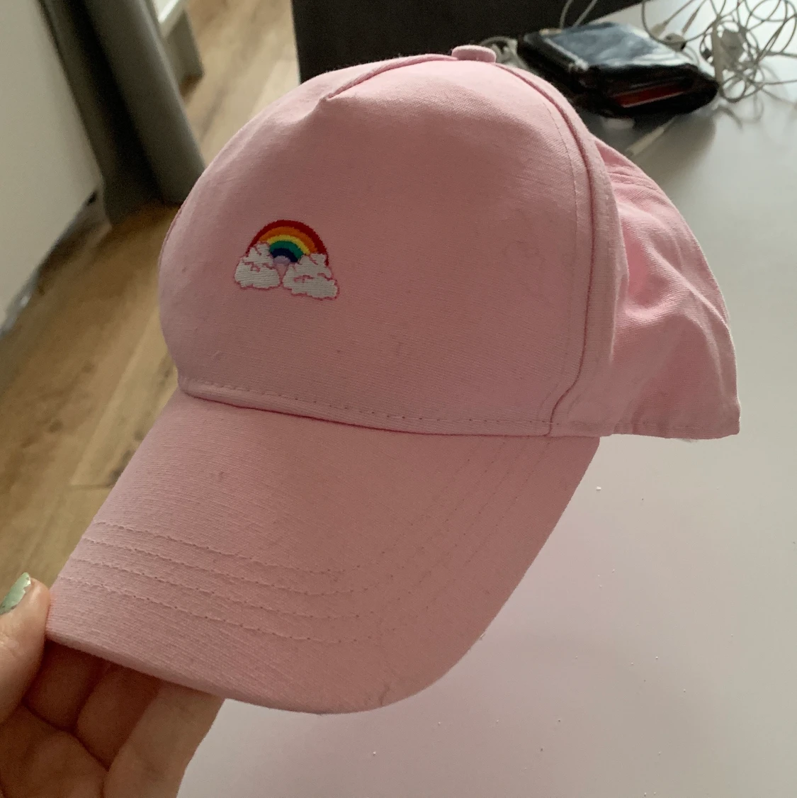 💕 rosa keps med regnbågsmotiv 💕 - 90