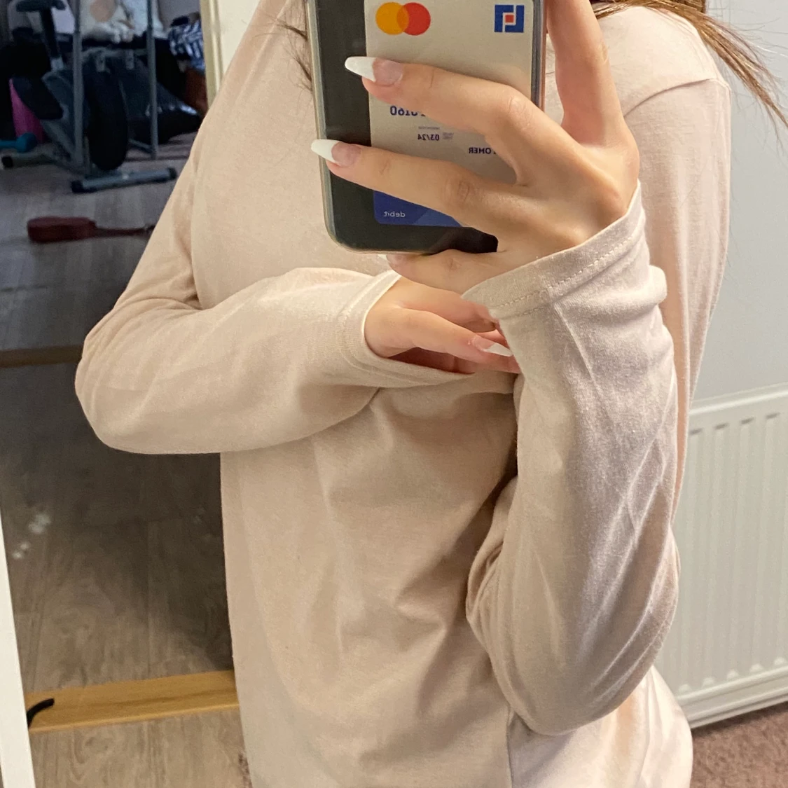 Rosa/beige lång ärmad tröja