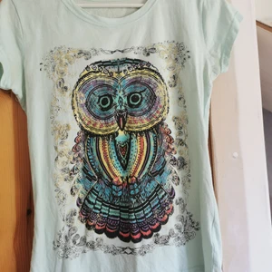 T-shirt med tryck - T-shirt med tryck, mintgrön/ljusblå stl s. 50 kr