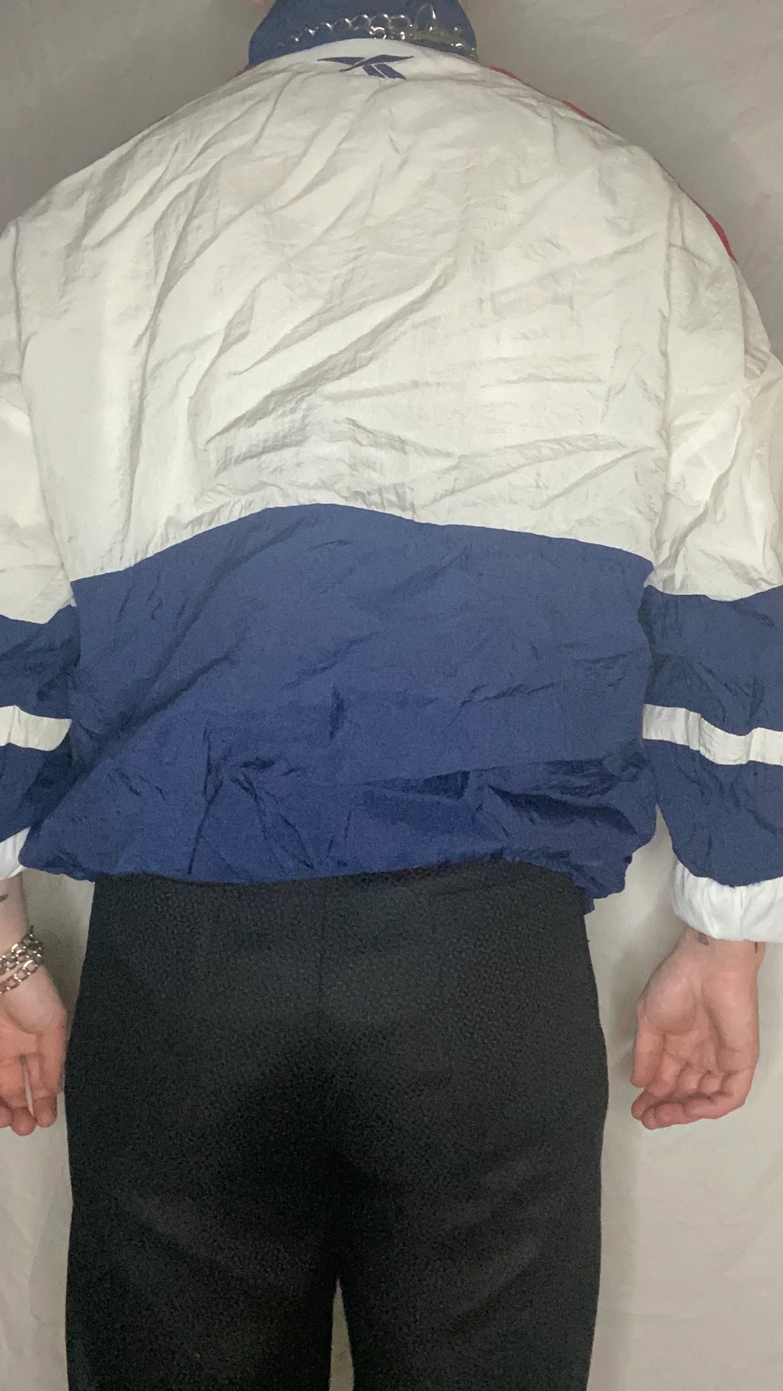 Reebok vintage jacka vit blå röd  - 90