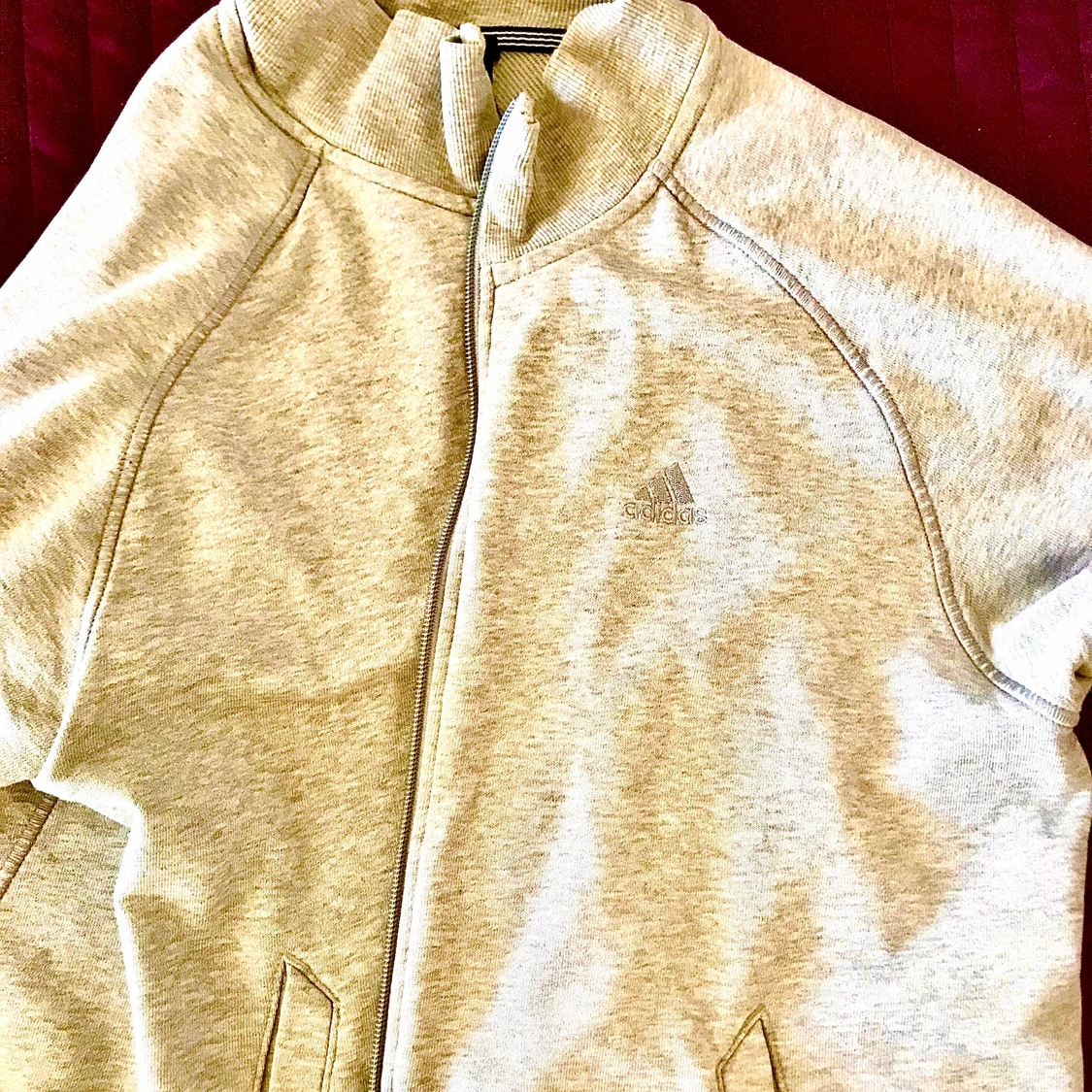 Grå adidastjocktröja med dragkedja