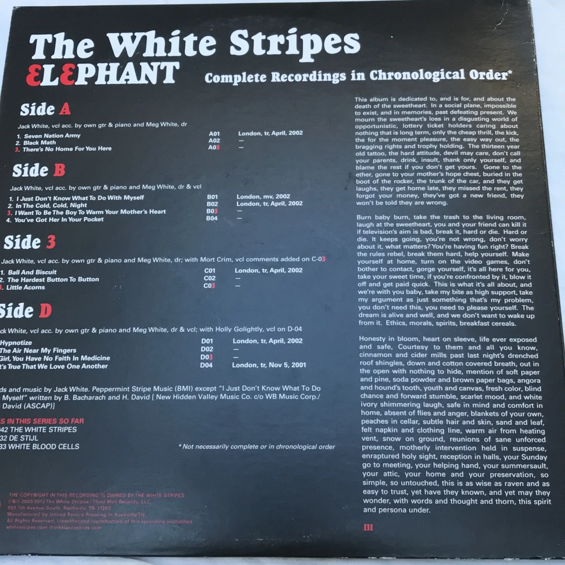 ELEPHANT (av The white stripes) vinyl - 91