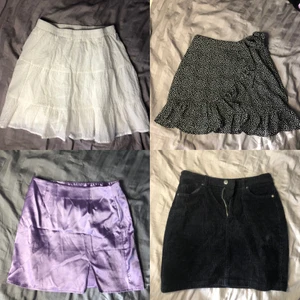 4 kjolar  - Köp alla kjolar för 230kr ( + 35kr frakt )  ❤️ annars 70kr styck + 22kr frakt ⚡️ jag har storlek M och alla dessa kjolar passar mig bra, på andra bilden ser ni min kroppstyp ungefär. Säljer pga använder inte längre. Lila kjolen är mest använd men har inga defekter. 