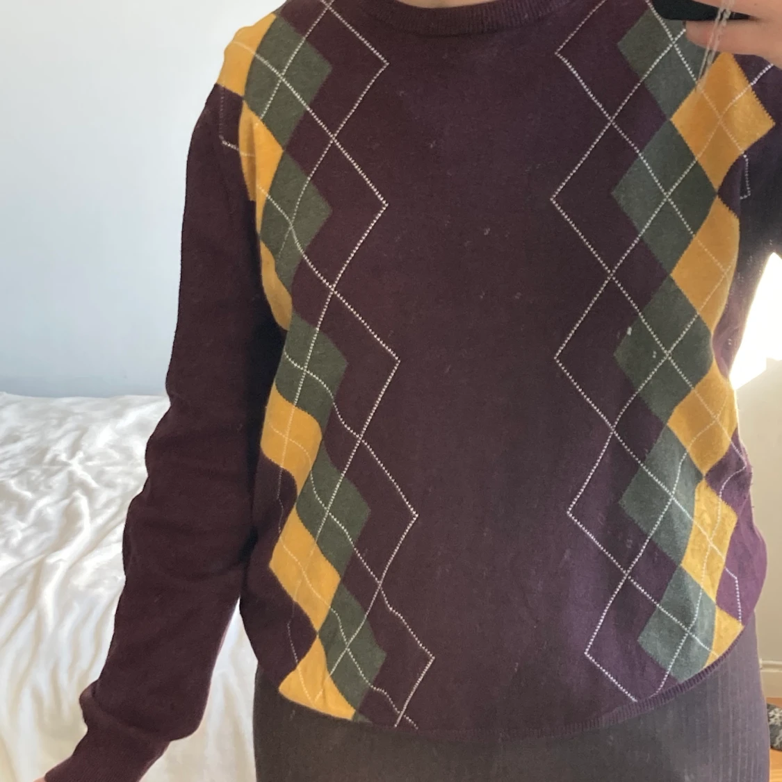 Stickad tröja med argyle mönster - 91