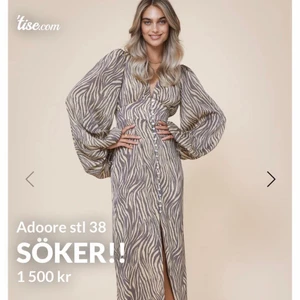 Söker denna Adoore klänning storlek 38!! - Kan köpa både oanvänd och begagnad pris kan diskuteras utifrån användning och skick 😊 Hör jättegärna av er! 