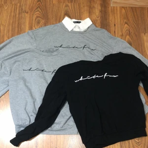 En svart, grå och en till grå tröja - Detta är en svart tröja och två gråa men ena gråa har en krage, alla tre tröja är i storlek XS