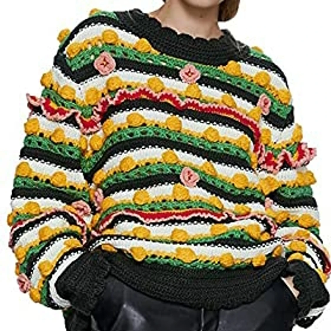 Blomminga stickad tröja