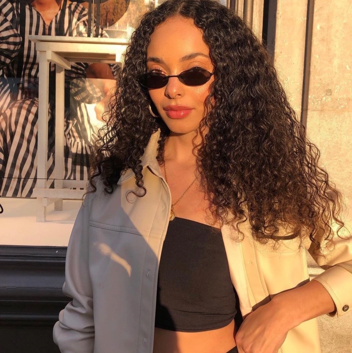 beige skjorta i PU material