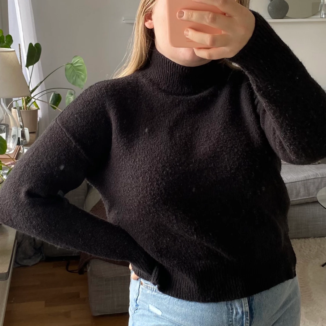 Svart stickad polo - 90