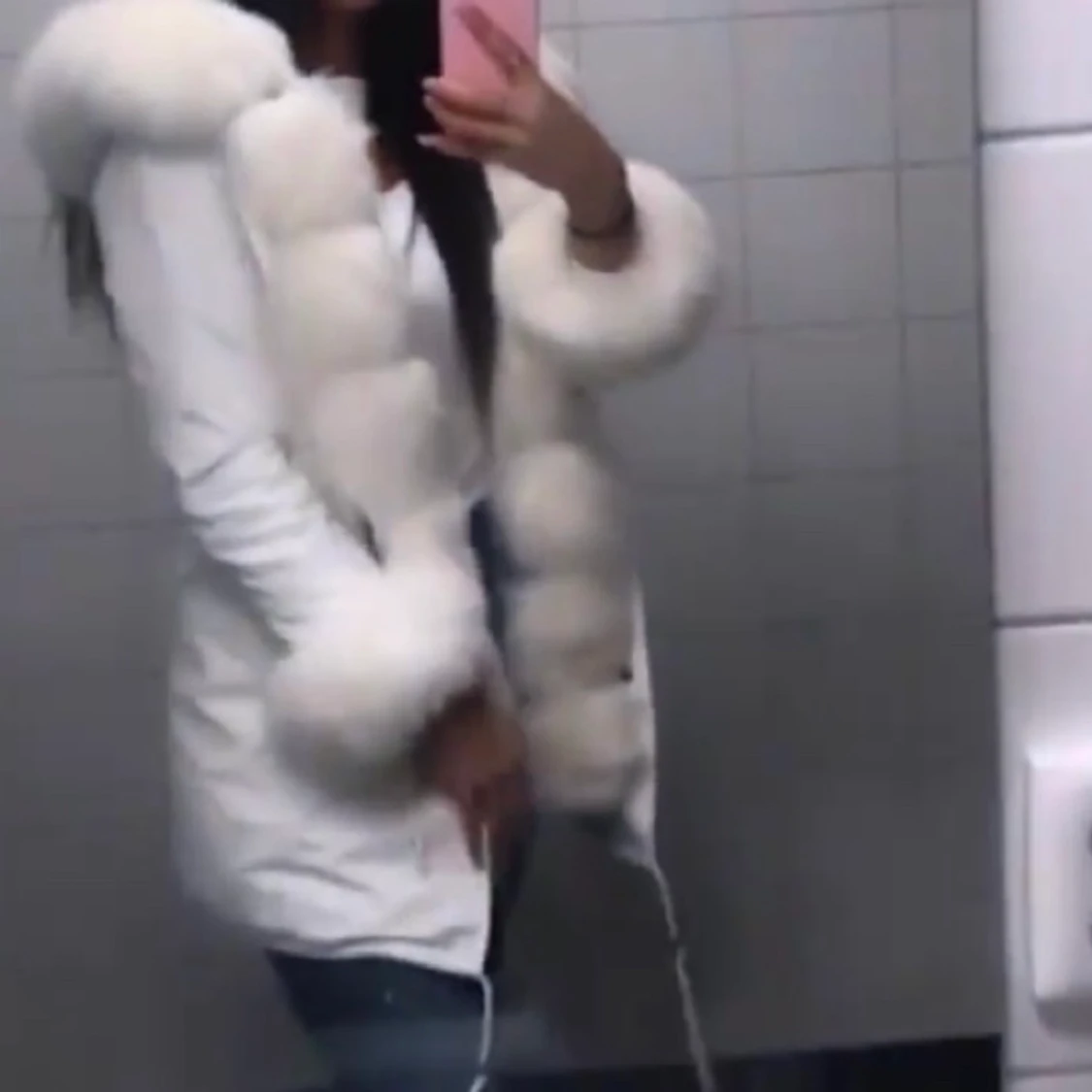 Vit vinterjacka Äkta päls - 90