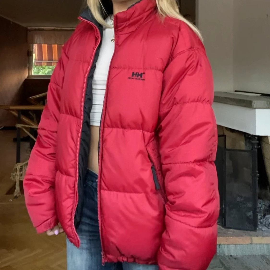 Röd HellyHansen dunjacka - 90