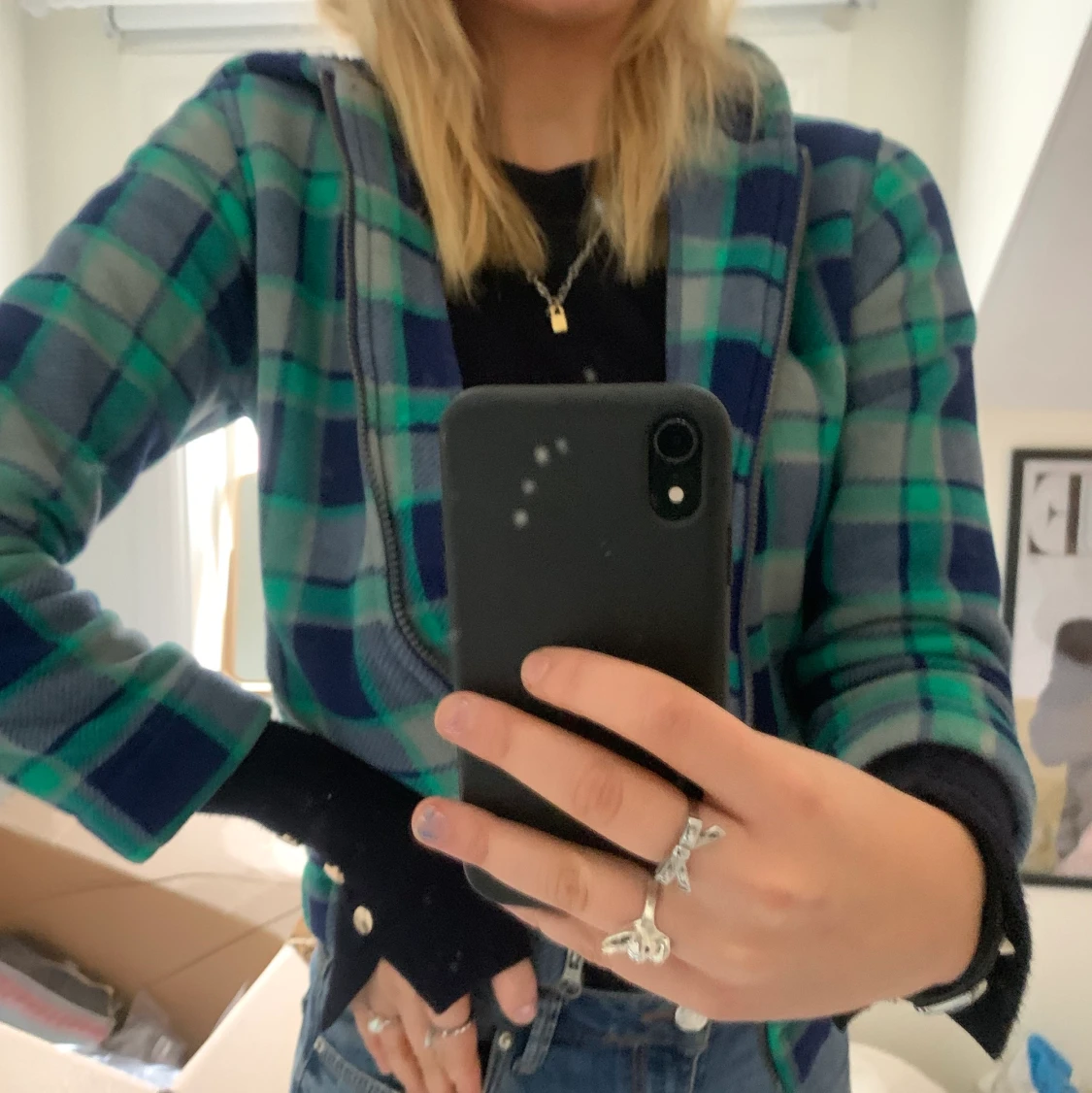 Rutig jacka blå strl xs - 90