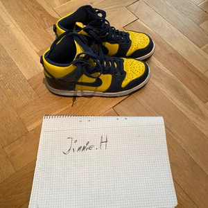 Nike Dunks High.  - Säljer dessa Nike dunk high michigan. Köpta på hypestein. Allt ingår (snören, låda, skor). Condition skulle jag säga är 7/10 
