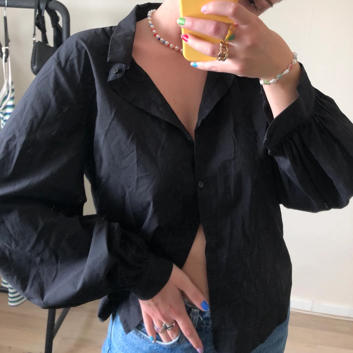 Svart Skjorta med ballongärmar  - 91