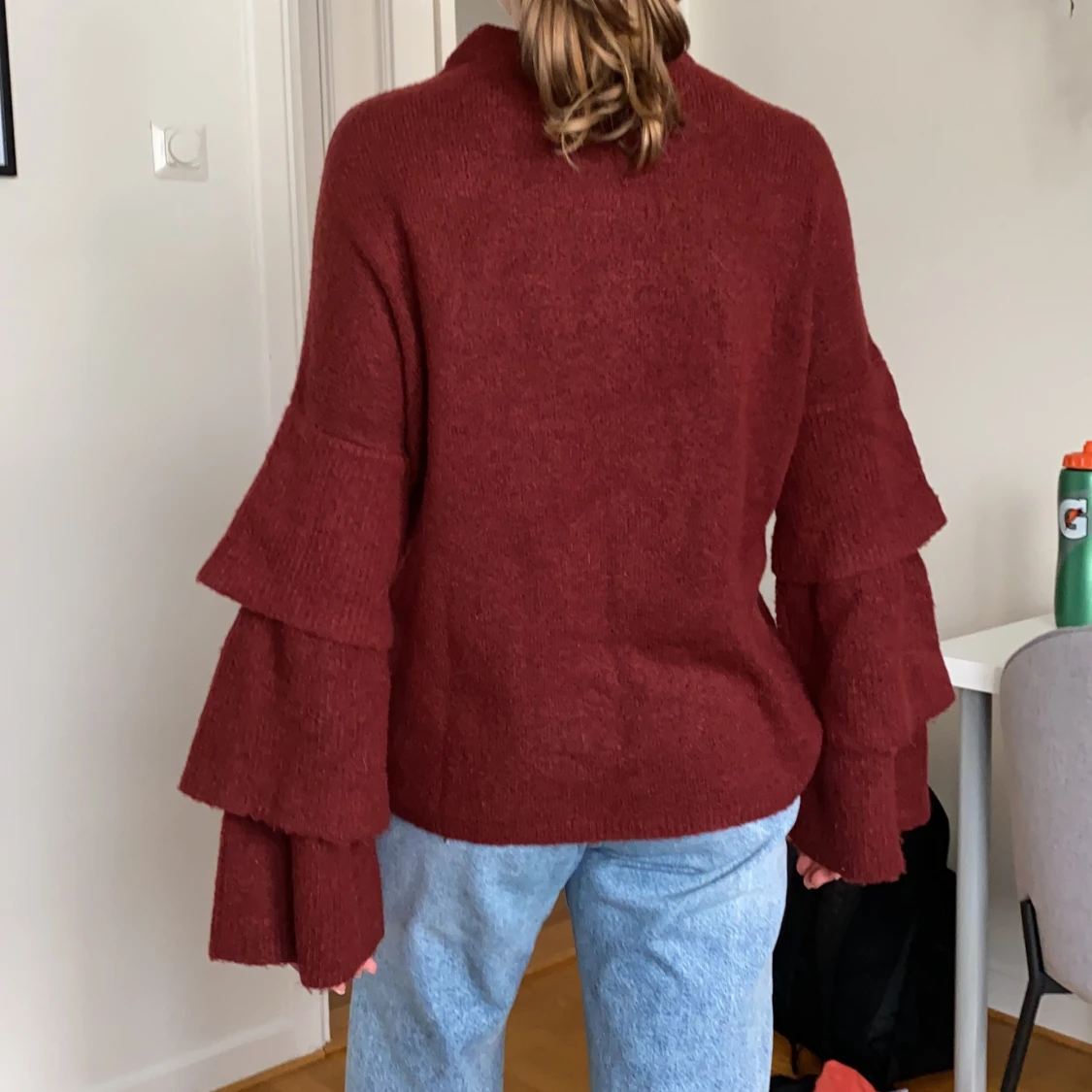 Only röd stickadtröja i XS - 90