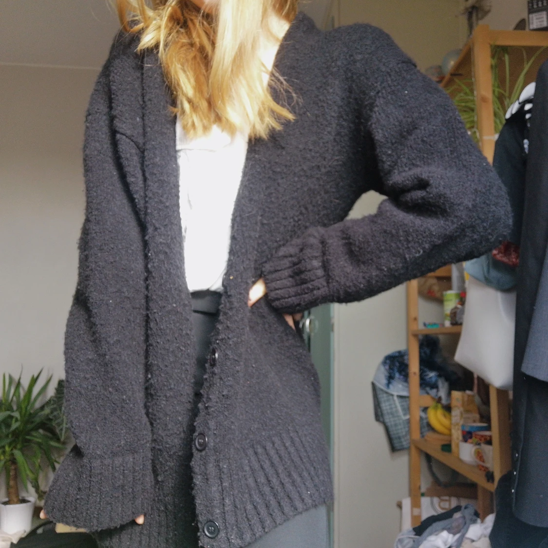 Lång stickad kofta i S💕