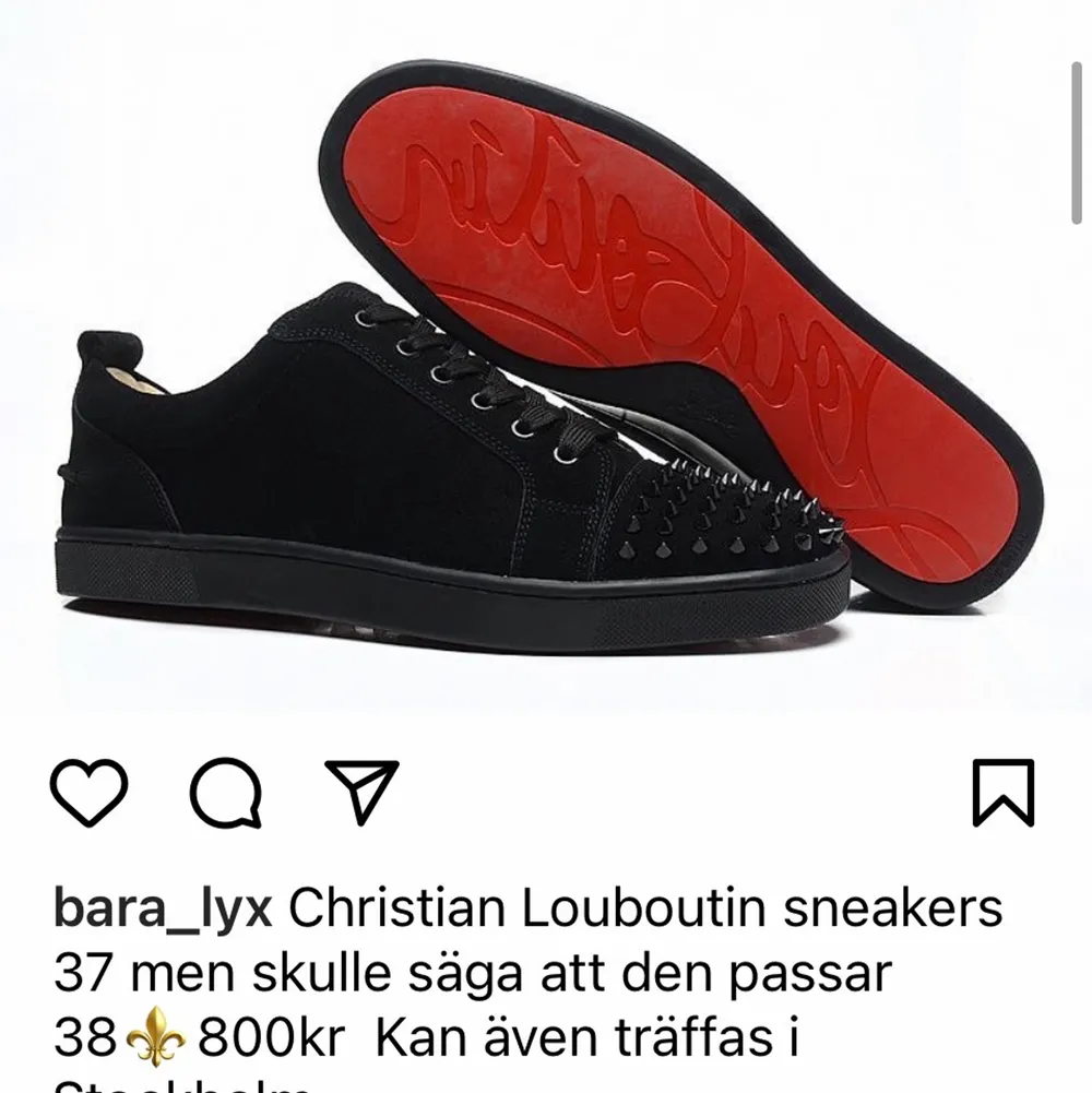 Helt oanvända AAA sneakers Christian Louboutin storlek 37 men skulle säga 38   Kolla gärna min Instagram för flera märkes saker @bara_lyx. Kan även träffas eller skicka. Skor.