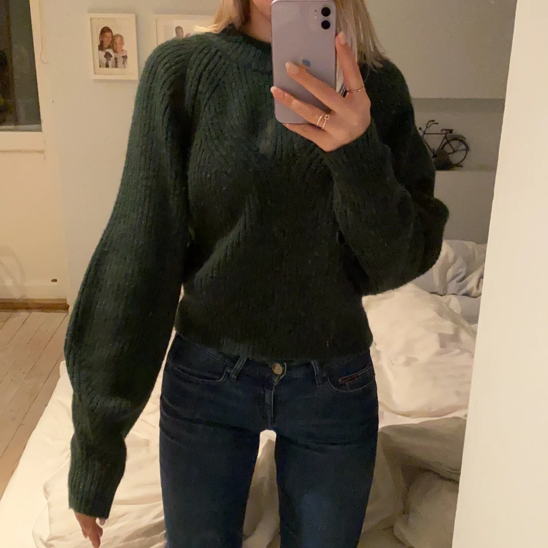 Grön stickad tröja  - 90