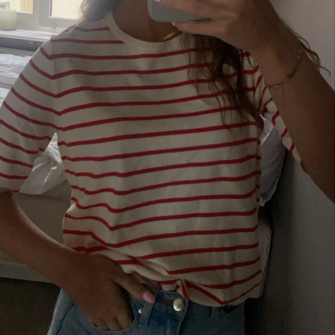 Stickad randig tröja  - 90