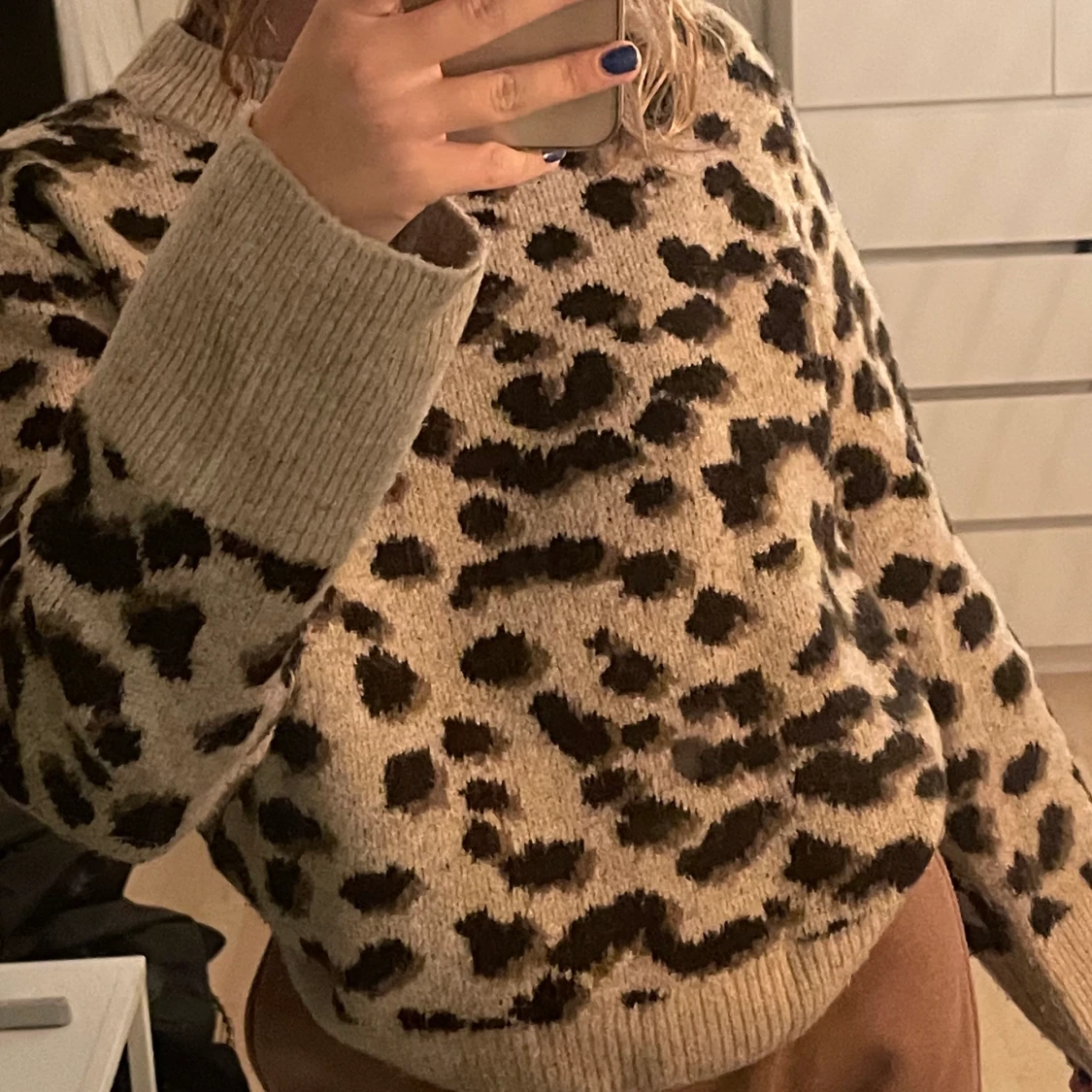 Leopardmönstrad stickad tröja  - 90