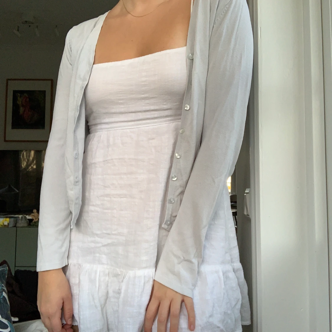 Blå/grå kofta - 90