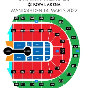 3 tickets (section: gulv, blok 6) to Shawn Mendes tour 14 March 2022, in Copenhagen.  1600 sek/ticket