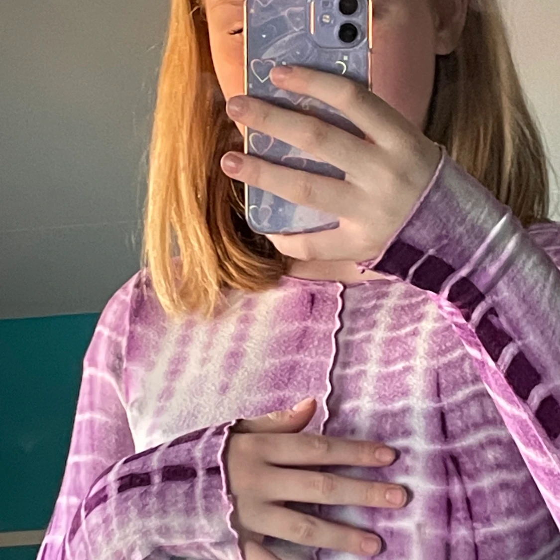 Lila mönstrad topp strl S