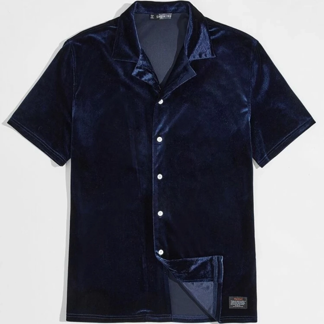 Marinblå slätt Herr skjorta