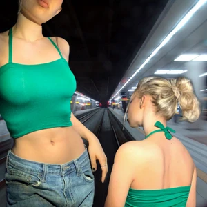 Halter top - Supertrendig croppad haltertop jag sytt från ett thriftat linne. Stretchig och superbekväm💚💚