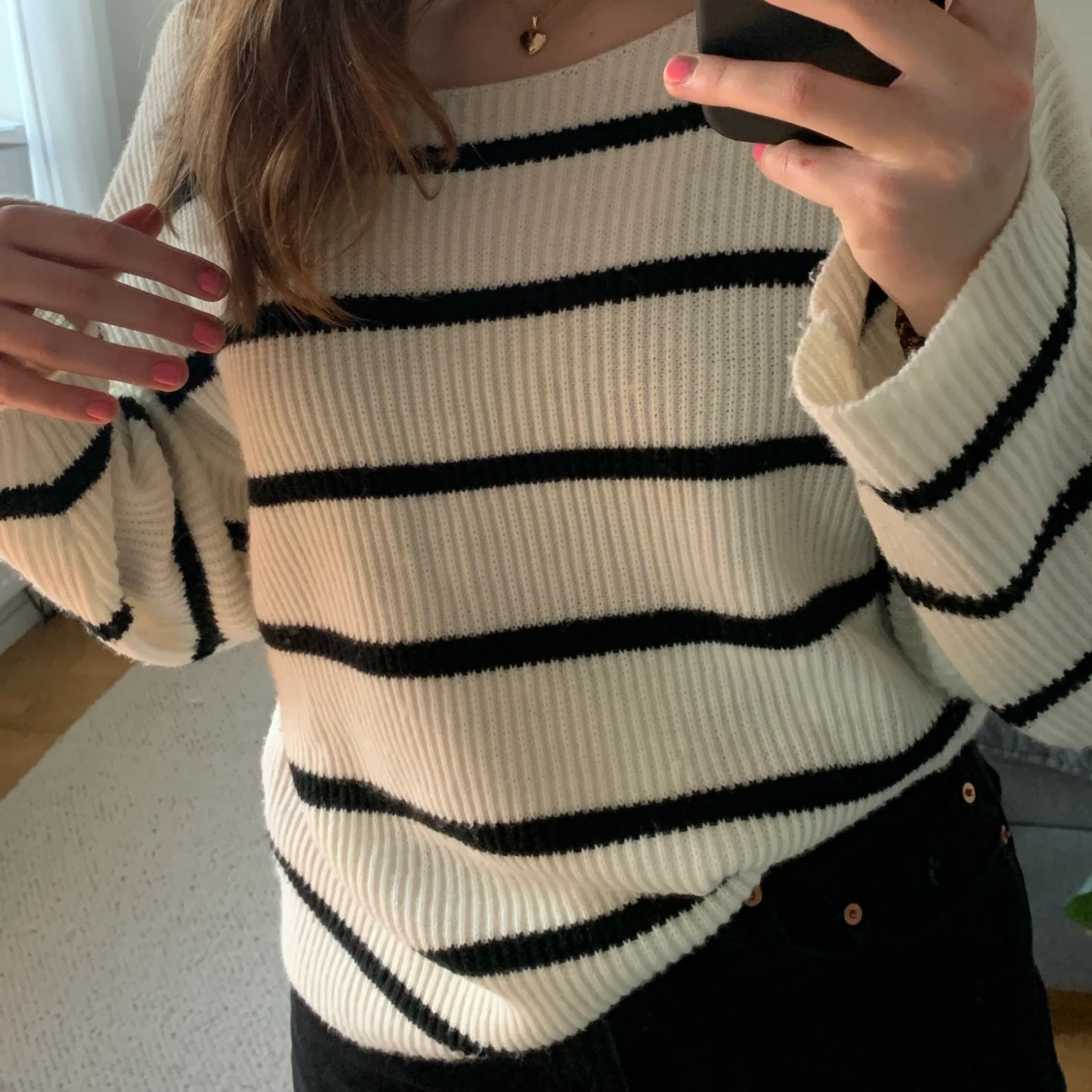 Randig stickad tröja - 90