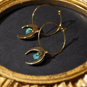 Hoops kristall  - Hoops med guldiga halvmånar och valfria stenar! 