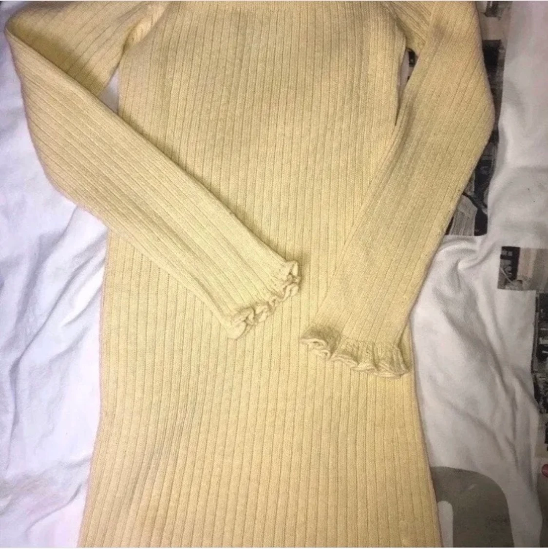 Gul ribbad klänning M/L - 90