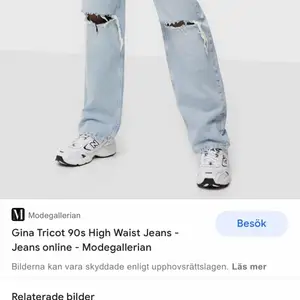 Näst intill nya 90s jeans från Gina, säljer då dem är förstora för mig tyvärr. De är i storlek 36🙂 köparen står för frakt.