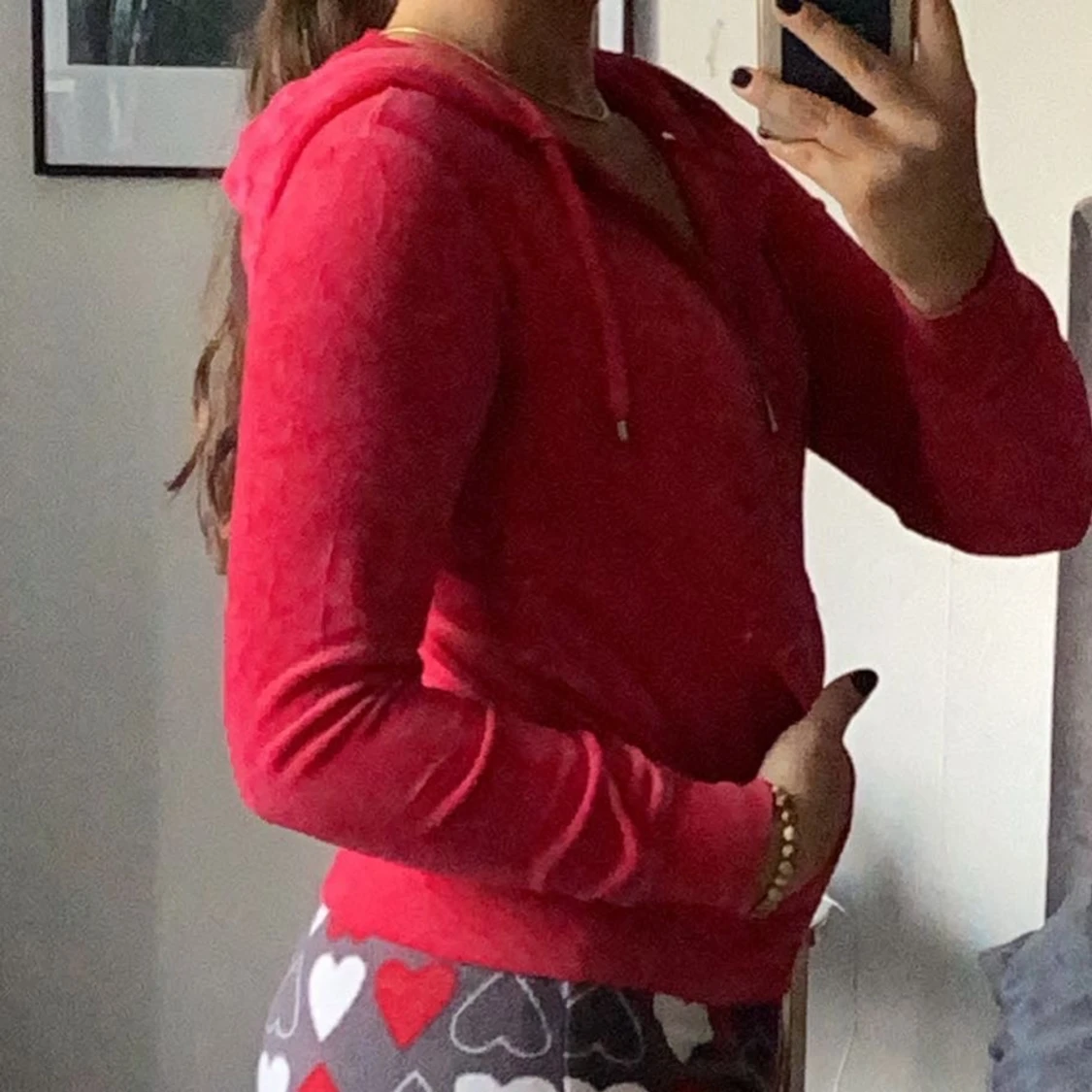 Röd velourkofta - 90