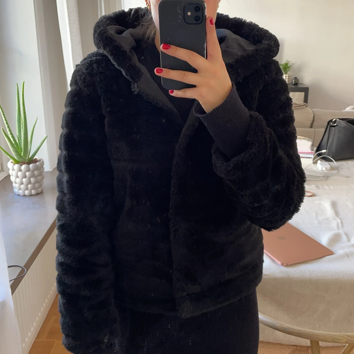 Svart Päls jacka