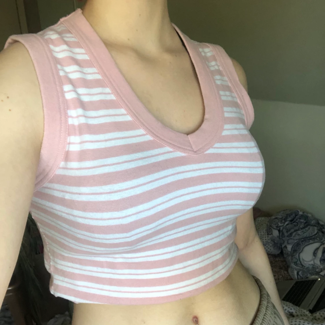 Rosa randigt linne - 90