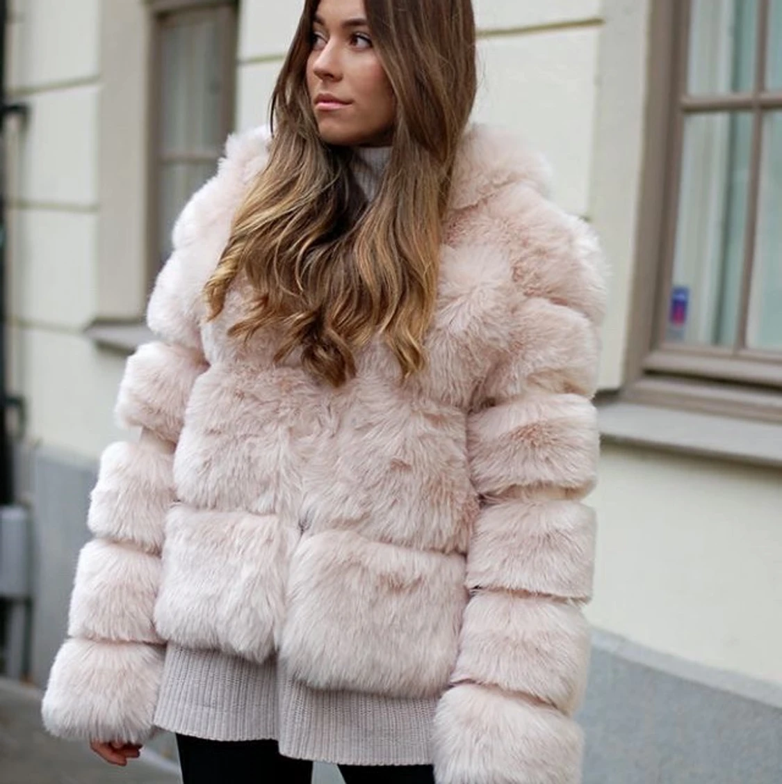 Rosa jacka (fejkpäls)  - 90