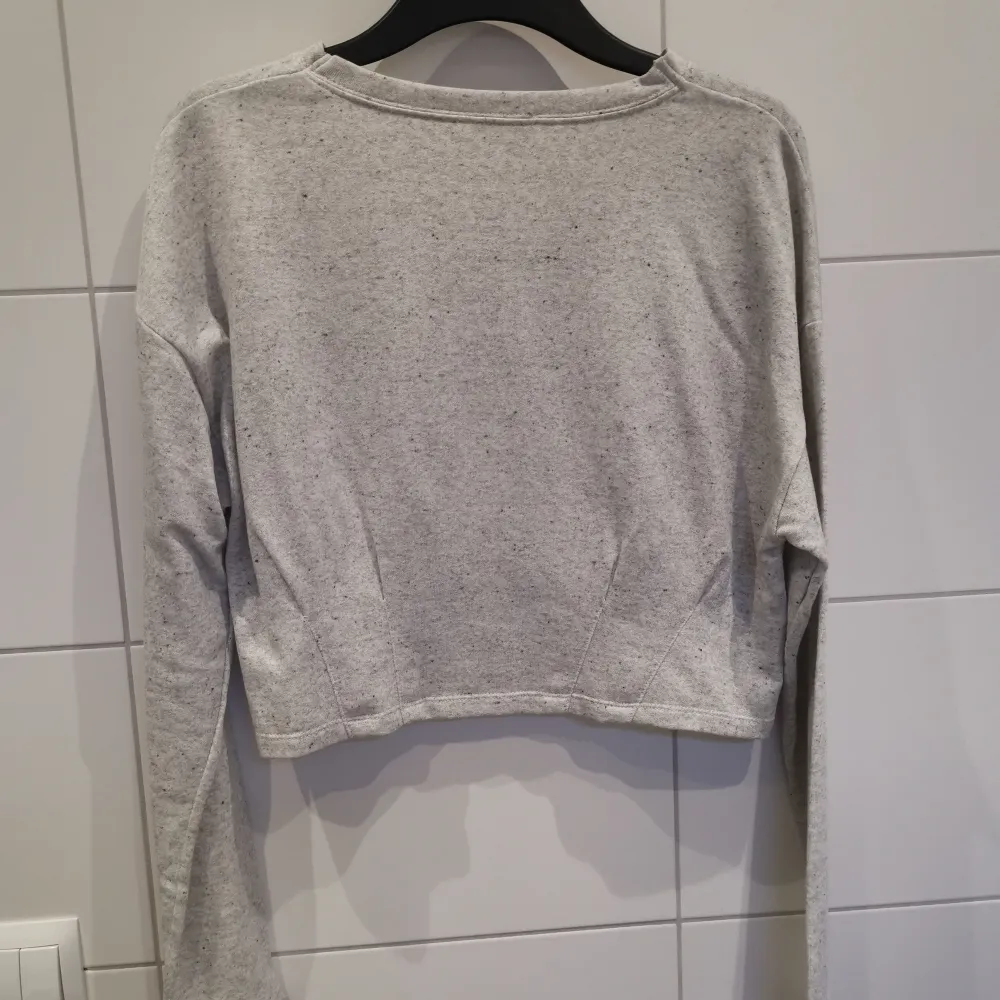 Grå, långärmad croptop i fint skick från Zara i storlek L✨ Frakt tillkommer 💕. Toppar.