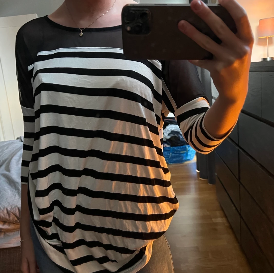 Randig tröja med mesh - 90