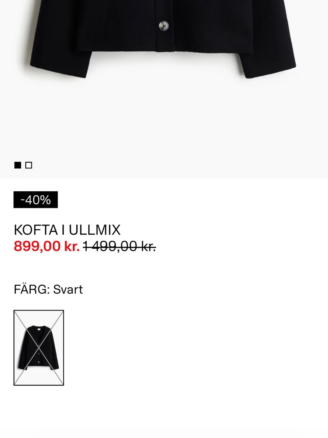 Svart ull kofta från H&M med knappar - 5