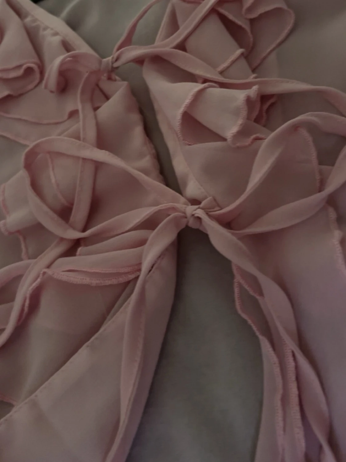 Rosa volangblus med knytband - 1