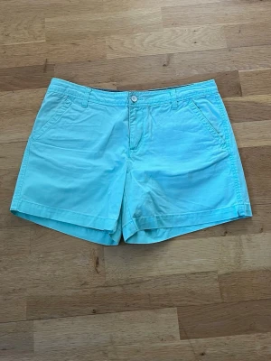 Turkosa shorts - Snygga turkosa shorts i bomull med normal passform. Shortsen har två sidofickor fram och två passpoalfickor bak samt hällor för bälte. Perfekta för sommardagar och enkel att matcha med olika toppar.