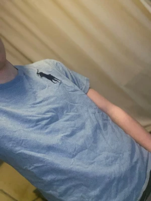 Ralph Lauren t-shirt - Säljer en ljusblå t-shirt från Ralph Lauren med mörblått märke på bröstet. En stor siffra 3 på högra axel.