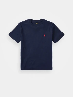 Marinblå t-shirt från Polo Ralph Lauren - Klassisk marinblå t-shirt från Polo Ralph Lauren med korta ärmar och rund hals. T-shirten har den ikoniska röda logotypen broderad på bröstet och är tillverkad i mjuk bomull för en skön känsla.