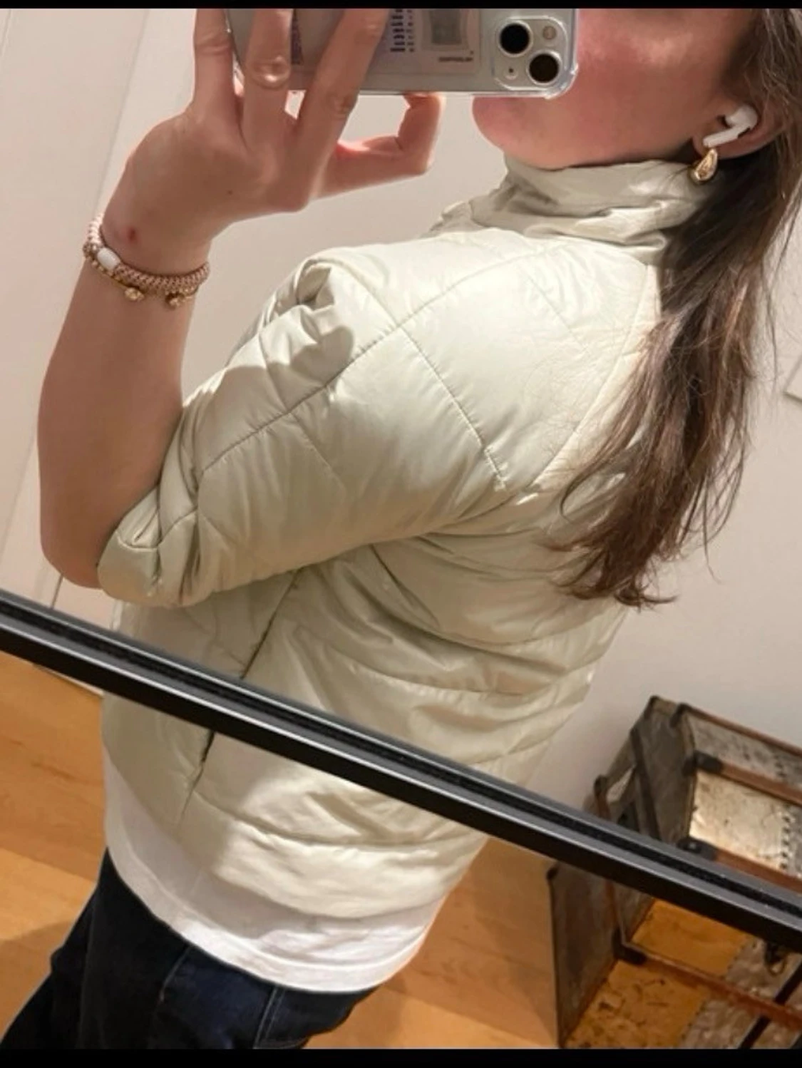 2-i-1 kortärmad vändbar jacka – beige/leopard – perfekt afterski - 2