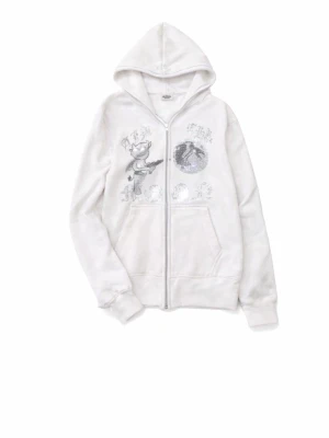 Aim for the moon zip  - Säljer denna vita Aim for the moon tröja. Väldigt fin tröja ❤️ Alla rhinestones e kvar på tröjan. Skriv om intresse 