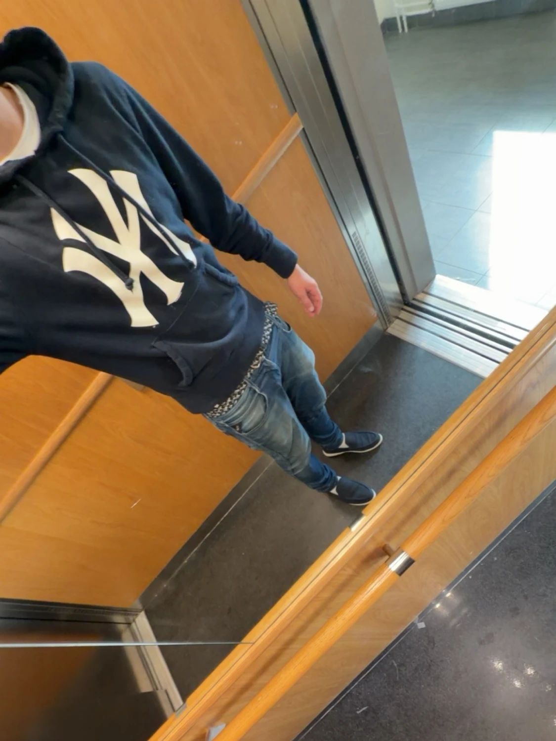 Mörkblå yankees hoodie