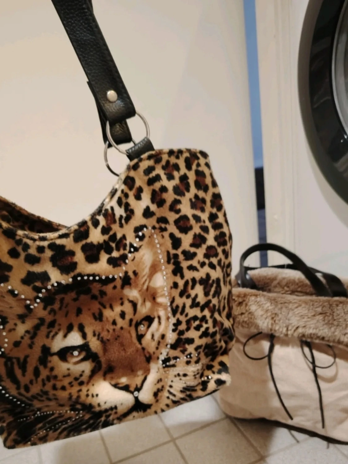 Leopardmönstrad handväska med kattmotiv🐆❤️  - 4