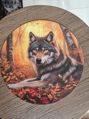 Skylt varg - Skylt varg. Aluminium. 20×20 cm.